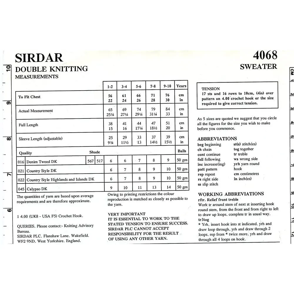 New Sirdar 4068 Denim Tweed DK Children's Sweater Crochet Pattern - Picture 3 of 3